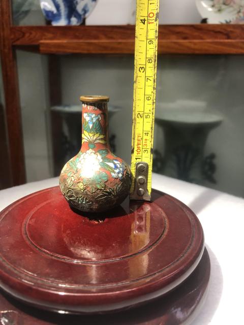 古玩雜項清中期·景泰藍銅胎掐絲琺瑯花卉小天球瓶拍賣，當前價格2999元