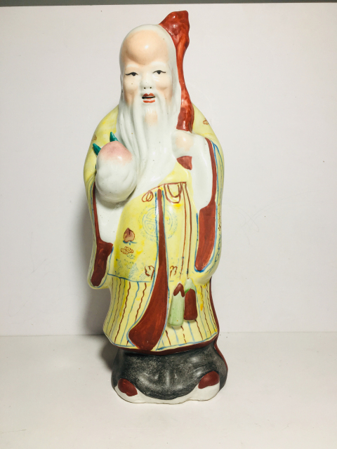 古玩陶瓷粉彩壽星瓷塑拍賣,當前價格0元