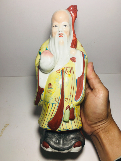 古玩陶瓷粉彩壽星瓷塑拍賣,當前價格0元