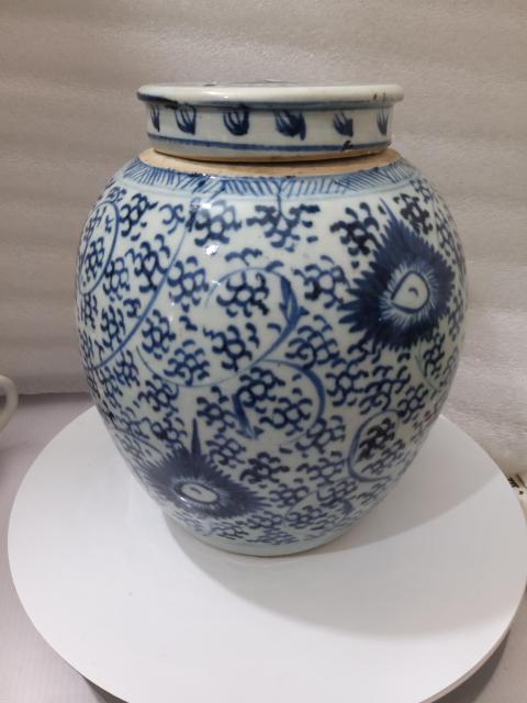 古玩陶瓷花卉紋青花罐拍賣,當前價格1888元