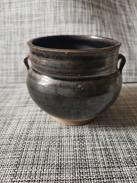 古玩陶瓷元代，磁州窯，窯變黑釉雙系罐拍賣，當前價格2222元