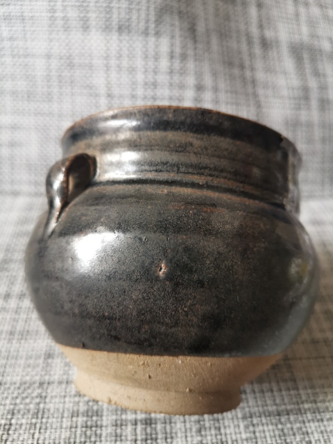 古玩陶瓷元代，磁州窯，窯變黑釉雙系罐拍賣，當前價格2222元