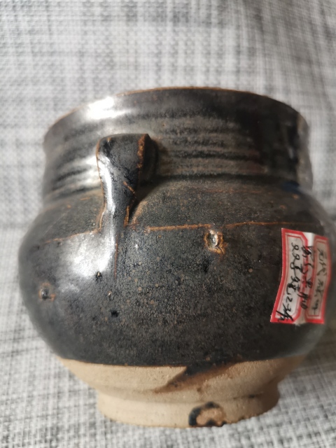 古玩陶瓷元代，磁州窯，窯變黑釉雙系罐拍賣，當前價格2222元