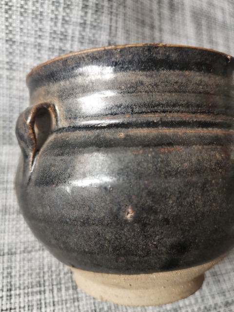 古玩陶瓷元代，磁州窯，窯變黑釉雙系罐拍賣，當前價格2222元