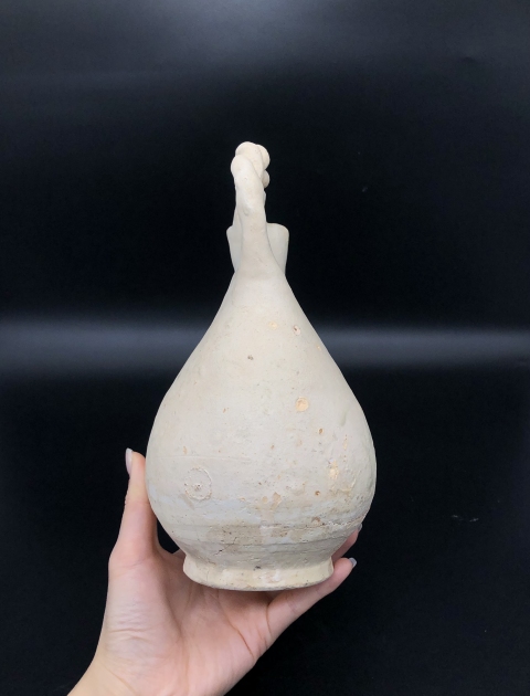 古玩陶瓷遼?白繩紋皮囊壺拍賣,當前價格6900元