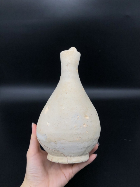 古玩陶瓷遼?白繩紋皮囊壺拍賣,當前價格6900元