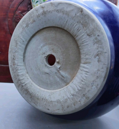 古玩陶瓷藍(lán)釉花盆拍賣，當(dāng)前價格1298元