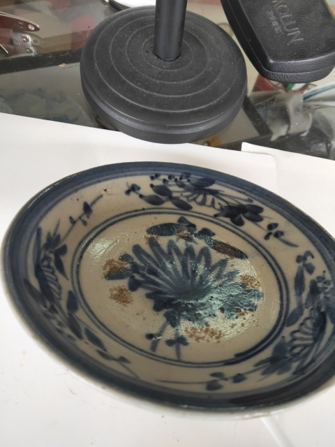 古玩陶瓷清早期磁州窯青花花卉紋盤拍賣,當前價格180元