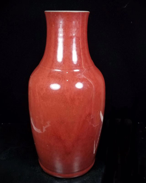 古玩陶瓷(已保真)紅釉瓶拍賣,當前價格2600元