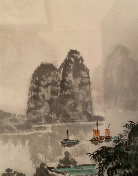 古玩字畫李可染入室弟子湖南已故名家湯萬(wàn)清老師漓江山水拍賣,當(dāng)前價(jià)格1900元