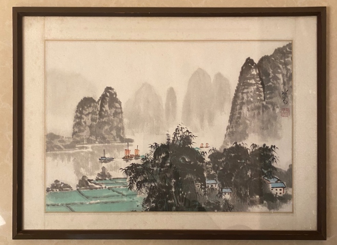 古玩字畫李可染入室弟子湖南已故名家湯萬(wàn)清老師漓江山水拍賣,當(dāng)前價(jià)格1900元