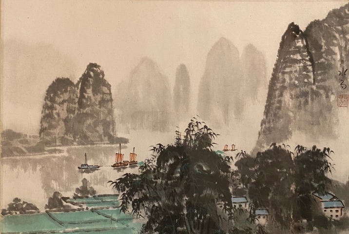 古玩字畫李可染入室弟子湖南已故名家湯萬(wàn)清老師漓江山水拍賣,當(dāng)前價(jià)格1900元