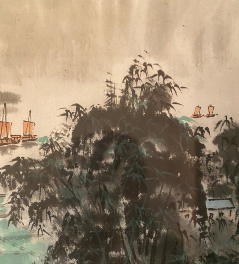 古玩字畫李可染入室弟子湖南已故名家湯萬(wàn)清老師漓江山水拍賣,當(dāng)前價(jià)格1900元