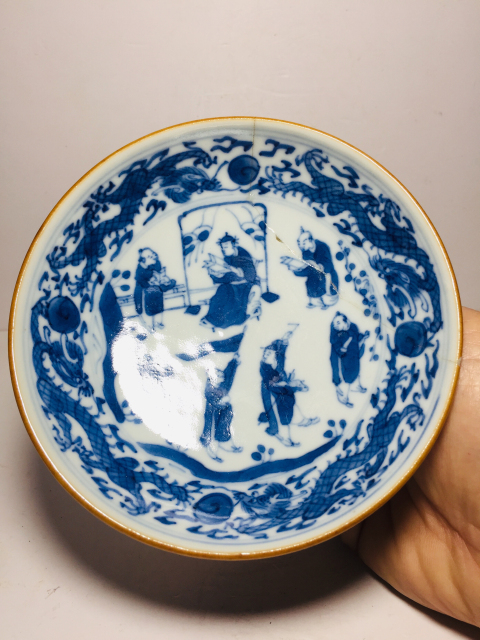 古玩陶瓷萬歷年制款青花七仙人物雙龍戲珠龍紋盤拍賣,當前價格0元