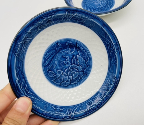 古玩陶瓷青花花鳥紋印花碗拍賣,當前價格160元