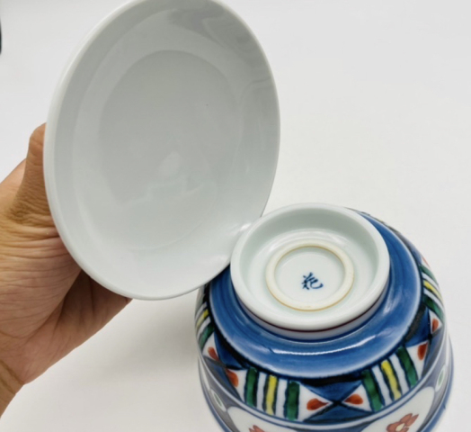 古玩陶瓷花卉紋五彩蓋碗拍賣，當前價格398元