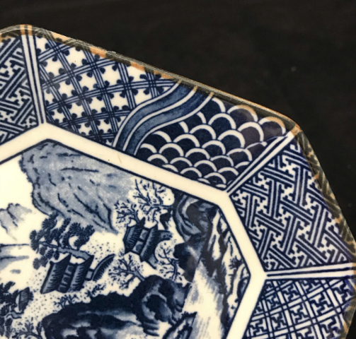 古玩陶瓷山水紋青花盤(pán)拍賣(mài)，當(dāng)前價(jià)格398元