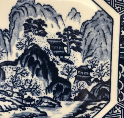 古玩陶瓷山水紋青花盤(pán)拍賣(mài)，當(dāng)前價(jià)格398元