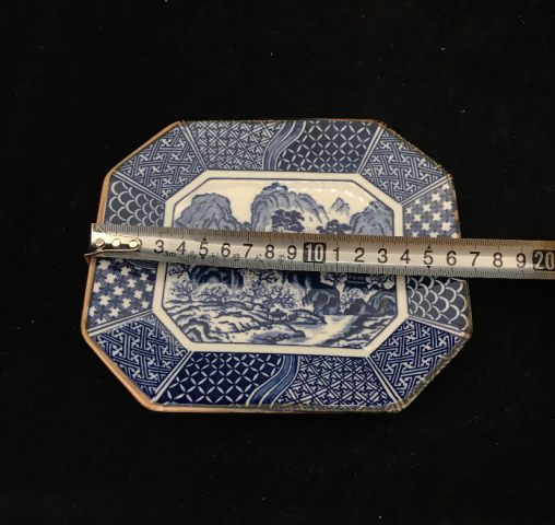 古玩陶瓷山水紋青花盤(pán)拍賣(mài)，當(dāng)前價(jià)格398元