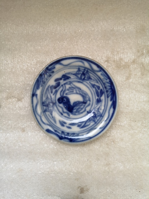 古玩陶瓷磁州窯青花滿池嬌紋盤拍賣，當前價格220元