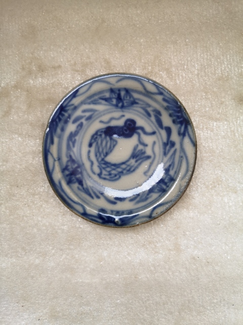 古玩陶瓷磁州窯青花滿池嬌紋盤拍賣，當前價格220元