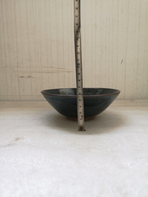 古玩陶瓷磁州窯黑釉斗笠碗拍賣(mài)，當(dāng)前價(jià)格680元