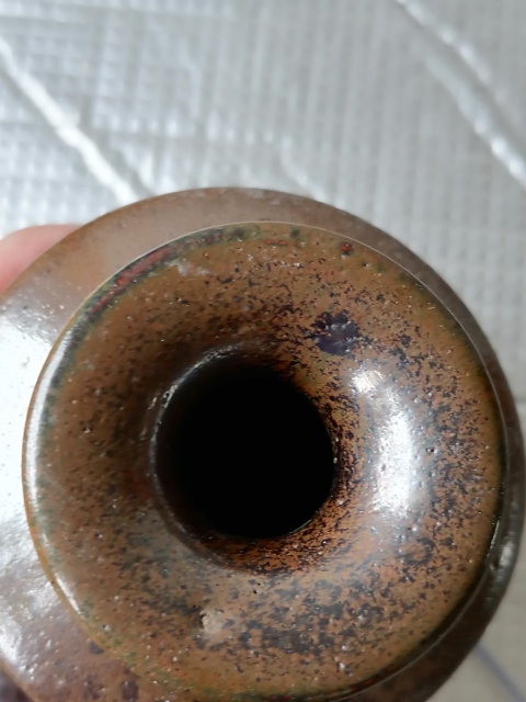 古玩陶瓷醤釉鐵銹斑褐釉瓶拍賣，當(dāng)前價格200元