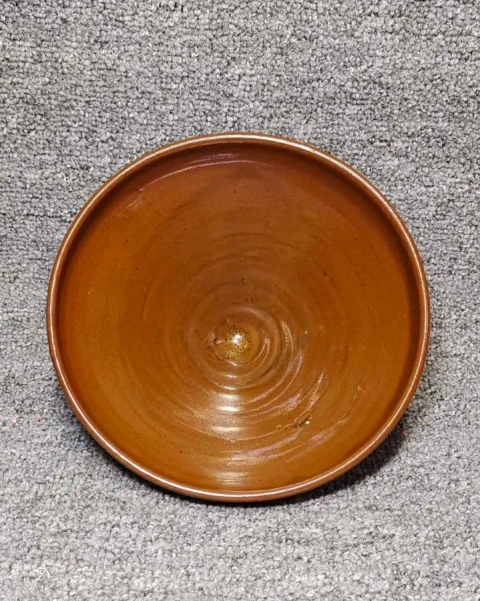 古玩陶瓷平臺保真元代?柿紅釉折沿碗拍賣，當前價格3333元