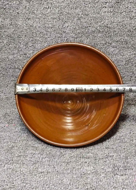 古玩陶瓷平臺保真元代?柿紅釉折沿碗拍賣，當前價格3333元