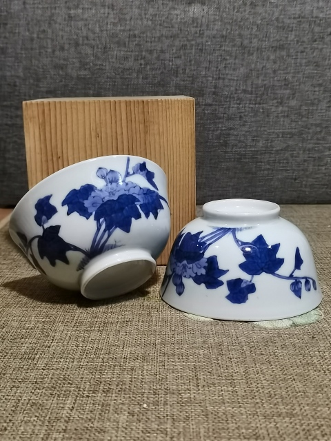 古玩陶瓷【精美茶碗】晚清民國青花富貴牡丹紋碗拍賣,當前價格490元