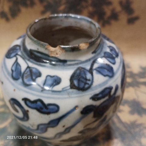 古玩陶瓷明萬歷青花鳳紋罐拍賣，當前價格6800元