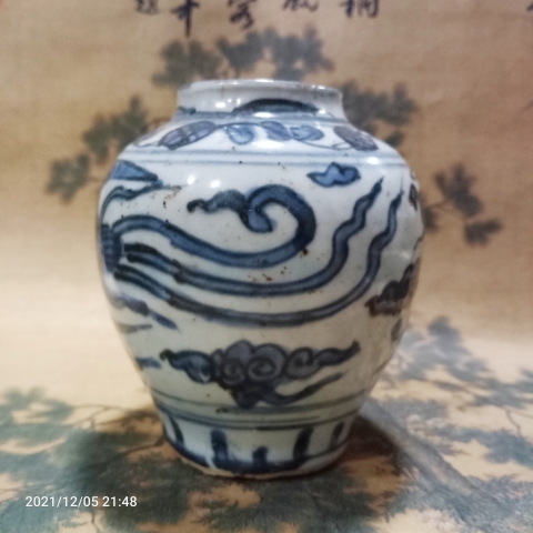 古玩陶瓷明萬歷青花鳳紋罐拍賣，當前價格6800元