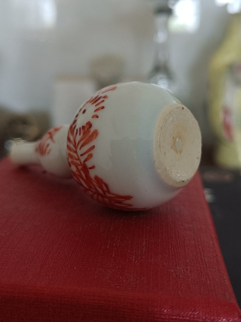 古玩陶瓷康熙礬紅花卉紋葫蘆瓶拍賣，當前價格888元