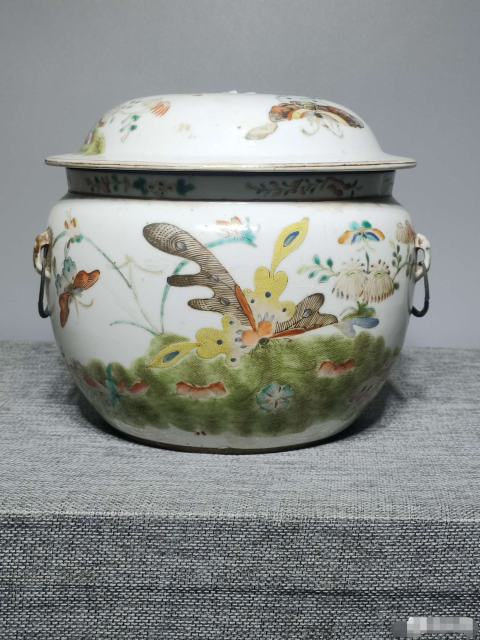 古玩陶瓷【精品細路】清同治花鳥紋粉彩四系粥罐拍賣,當前價格2588元