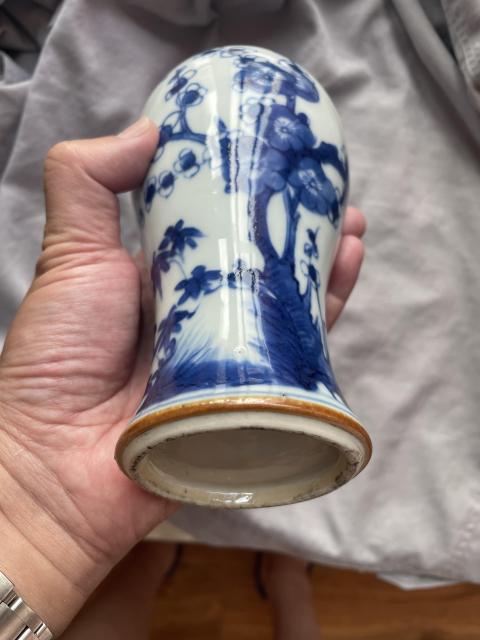 古玩陶瓷喜上眉梢青花雞腿蓋瓶拍賣,當前價格12000元