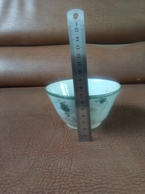 古玩陶瓷民國~如意靈芝紋綠彩碗拍賣,當前價格128元