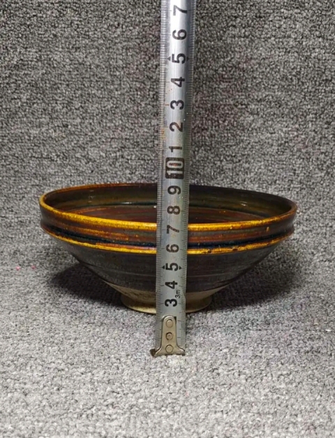 古玩陶瓷臨汾窯褐釉折沿碗拍賣,當前價格2698元