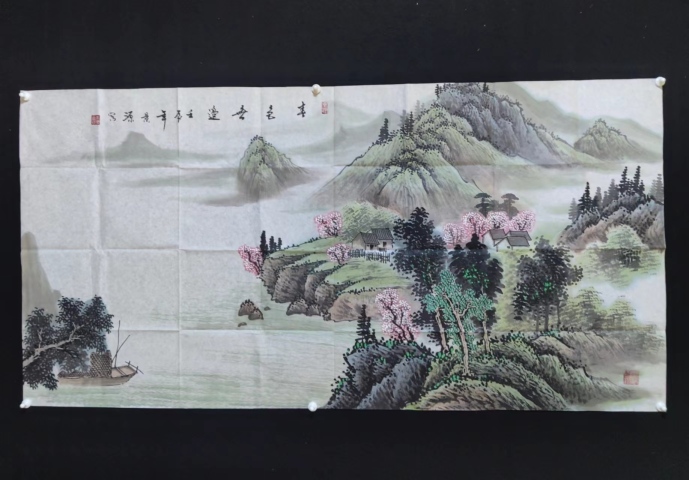 古玩字畫李景源老師青綠山水春色無邊軟片拍賣,當前價格199元