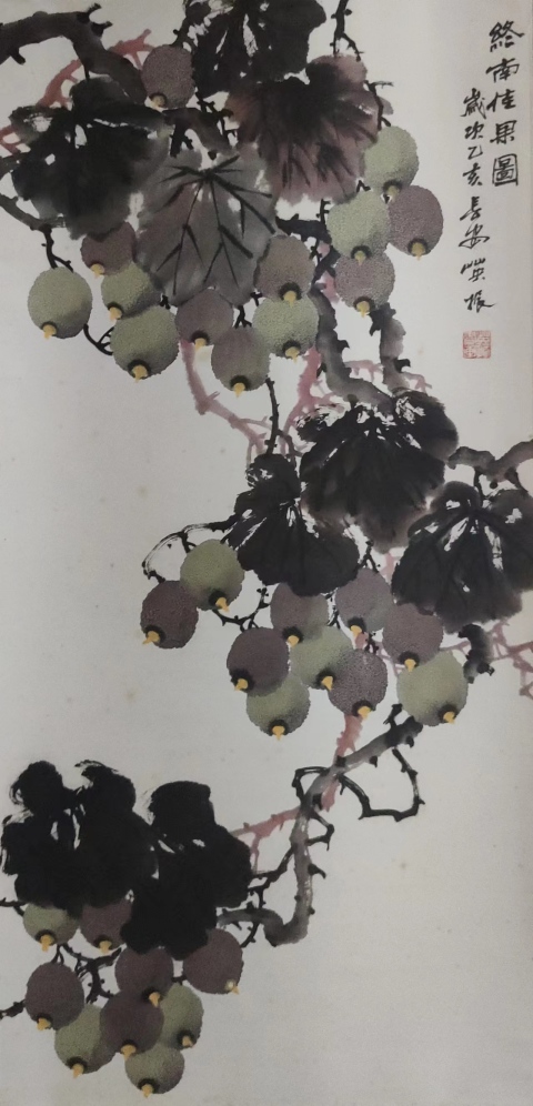 古玩字畫已故中美協會員王英振老師終南佳果立軸拍賣,當前價格1988元