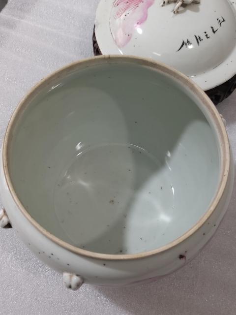 古玩陶瓷胭脂紅山水詩文四系粥罐拍賣,當(dāng)前價格2288元