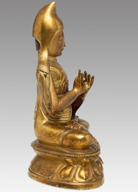 古玩銅器清乾隆宮廷銅鎏金宗喀巴造像拍賣，當前價格360000元