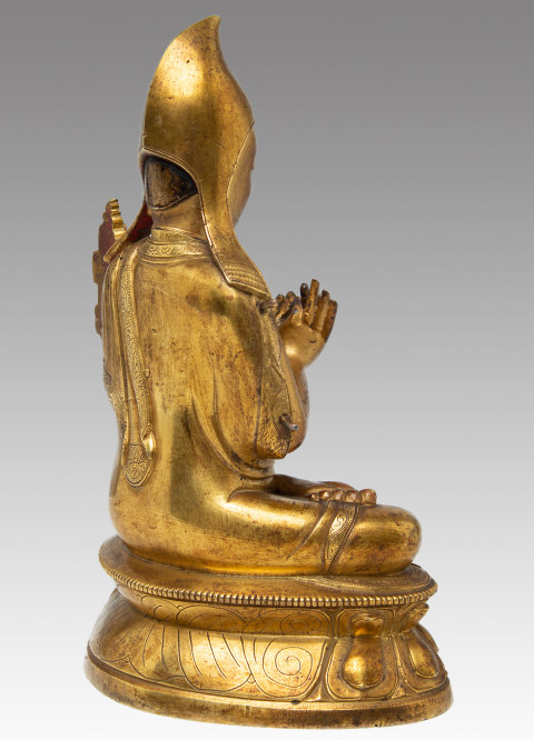 古玩銅器清乾隆宮廷銅鎏金宗喀巴造像拍賣，當前價格360000元