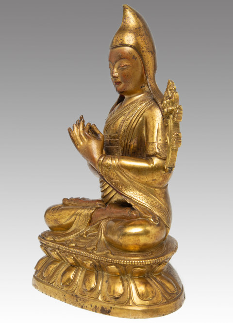 古玩銅器清乾隆宮廷銅鎏金宗喀巴造像拍賣，當前價格360000元