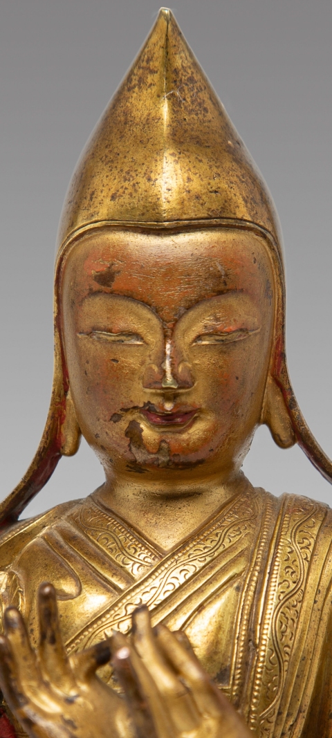 古玩銅器清乾隆宮廷銅鎏金宗喀巴造像拍賣，當前價格360000元