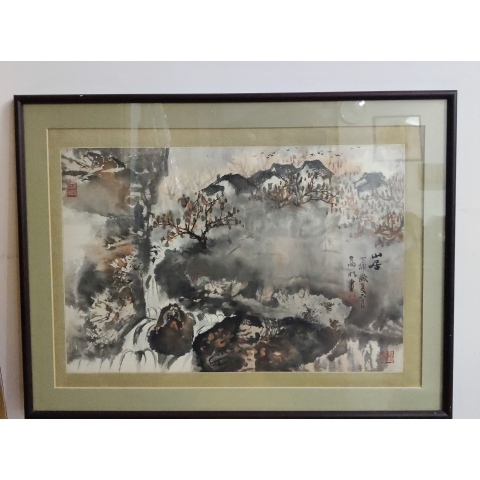 古玩字畫著名畫家高明老師山居圖(帶實木原框)拍賣,當前價格1300元