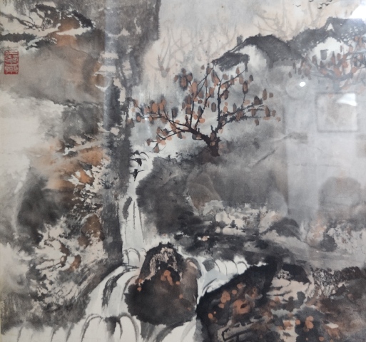 古玩字畫著名畫家高明老師山居圖(帶實木原框)拍賣,當前價格1300元