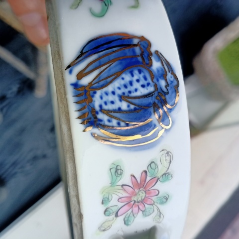 古玩陶瓷民國青花粉彩描金花卉團鶴紋疊盒拍賣,當前價格3999元
