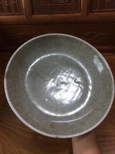 古玩陶瓷（清中期）哥釉七星大盤拍賣，當前價格1888元