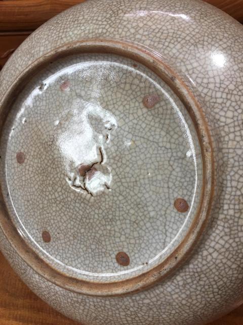 古玩陶瓷（清中期）哥釉七星大盤拍賣，當前價格1888元