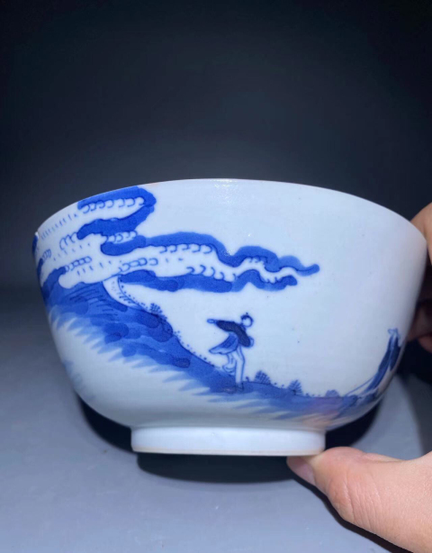 古玩陶瓷（精品）若深珍藏款松下問(wèn)童子青花碗拍賣，當(dāng)前價(jià)格3888元